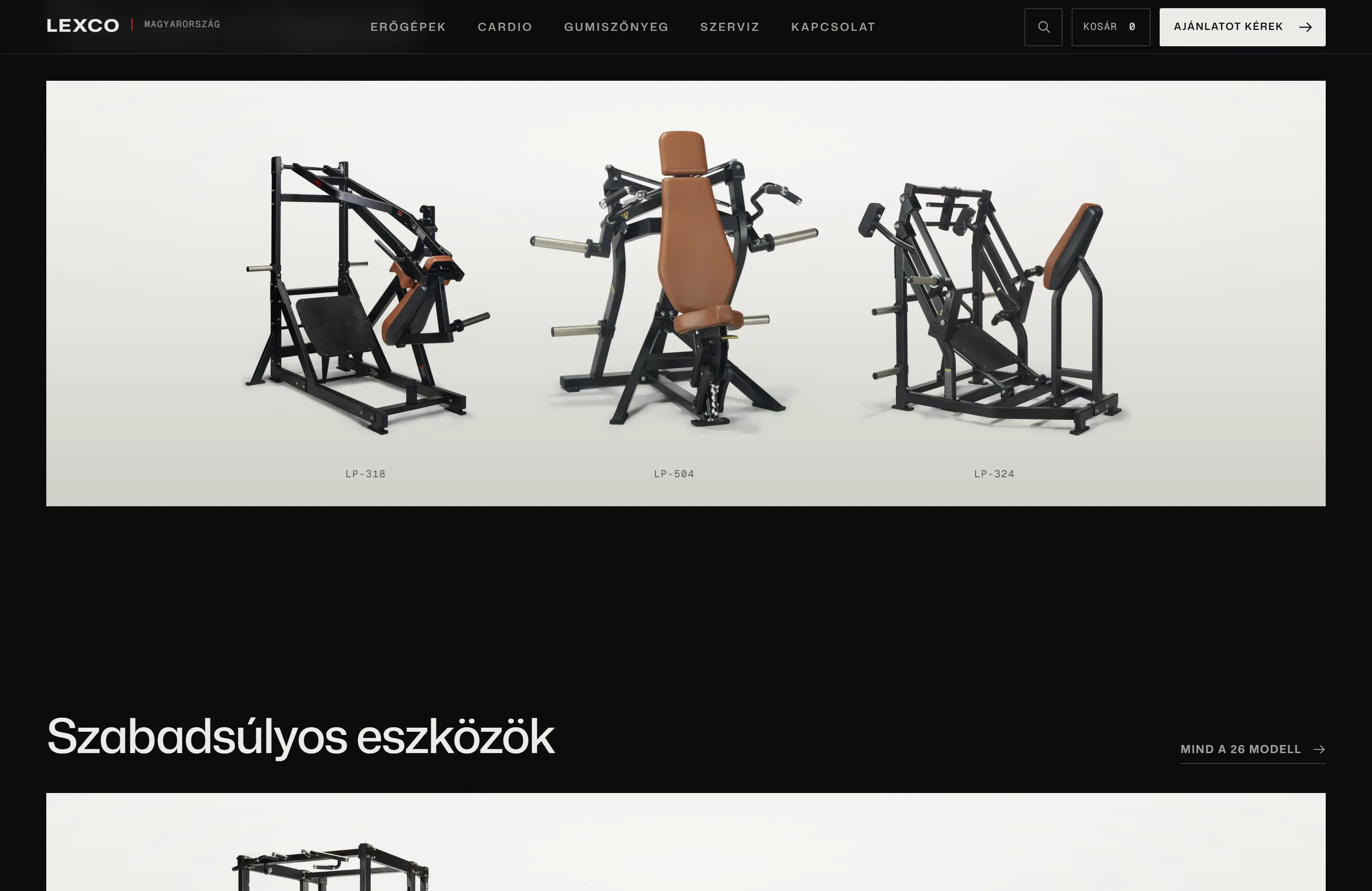 Gépek a LEXCO katalógus világos termékfelületén