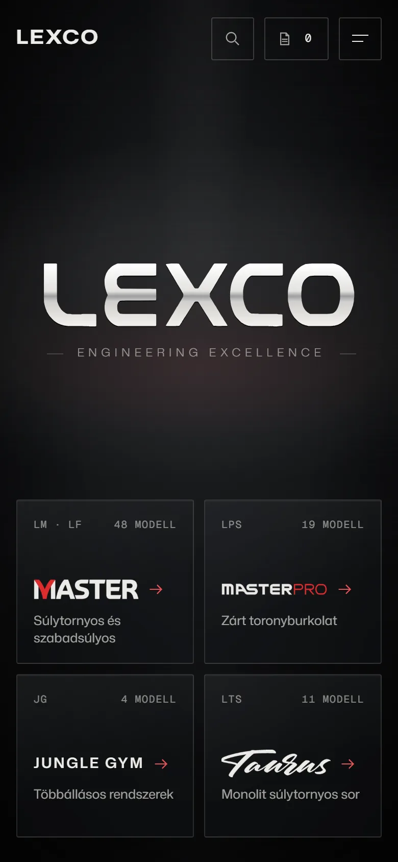 A LEXCO Magyarország nyitóoldala telefonon